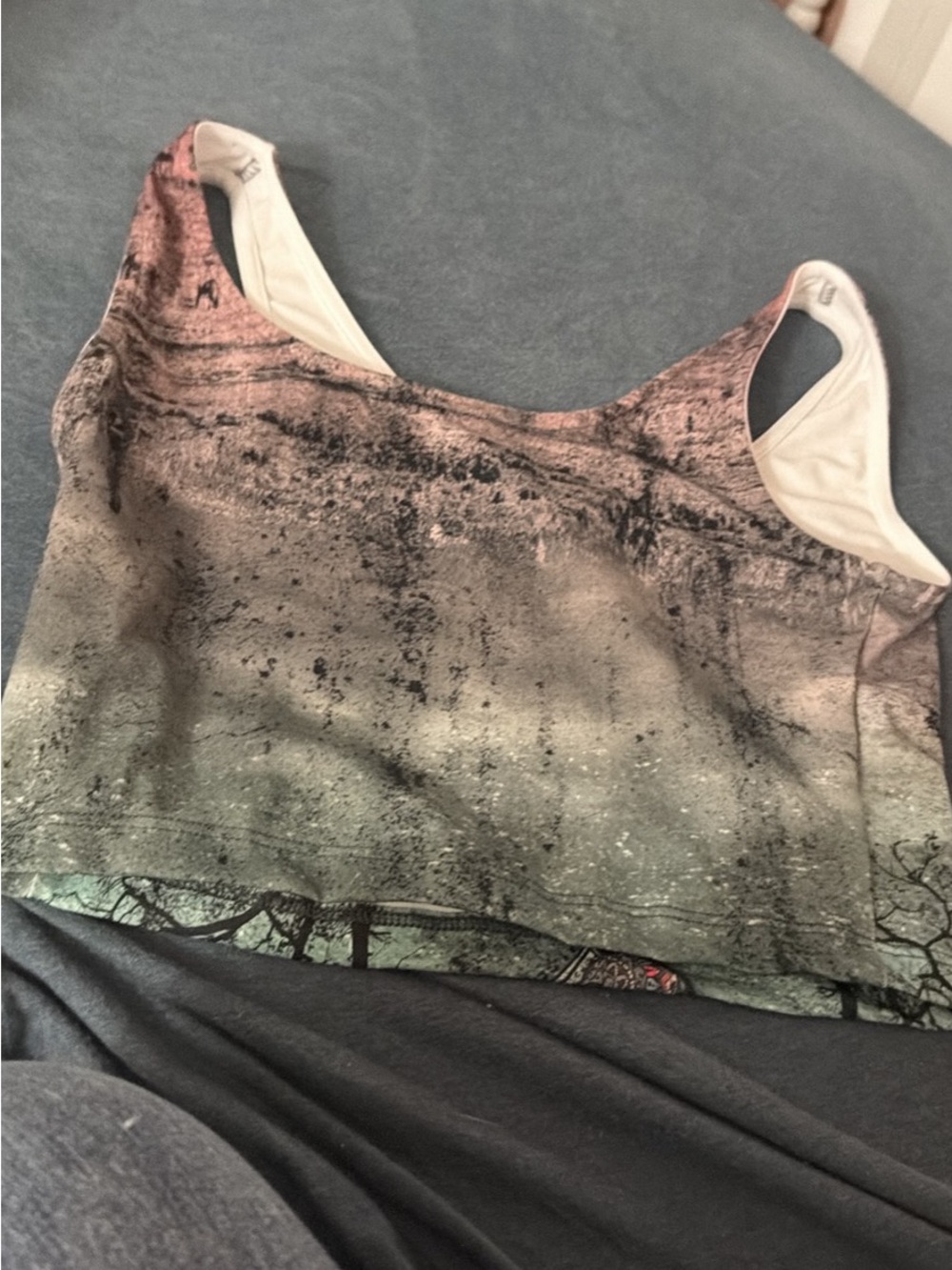 Evolution and Creation Ombre Crop Tank Top - Pink, Green, Cream